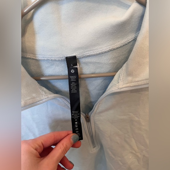 Lululemon Men's French Terry Oversized Half Zip Powder Blue Size Large M3EKCS - Picture 3 of 7